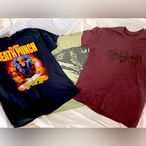 5 Band T-Shirts, Size Large